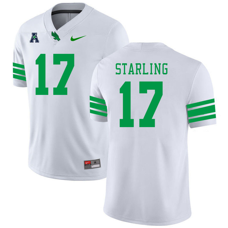 #17 Taylor Starling North Texas Mean Green College Football Jerseys Stitched-White